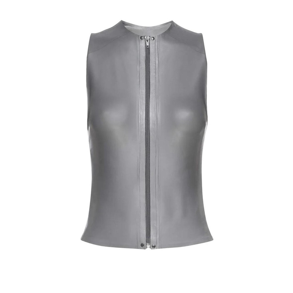 Miaou Aisha Gray latex zip top